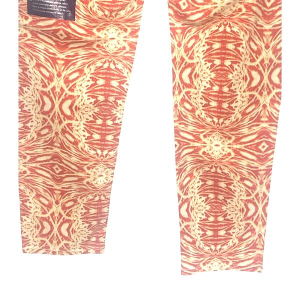 NEW NYDJ Ankle Jeans 8 Orange Print Straight Leg HR Lift Tuck Slimming USA - Picture 8 of 14